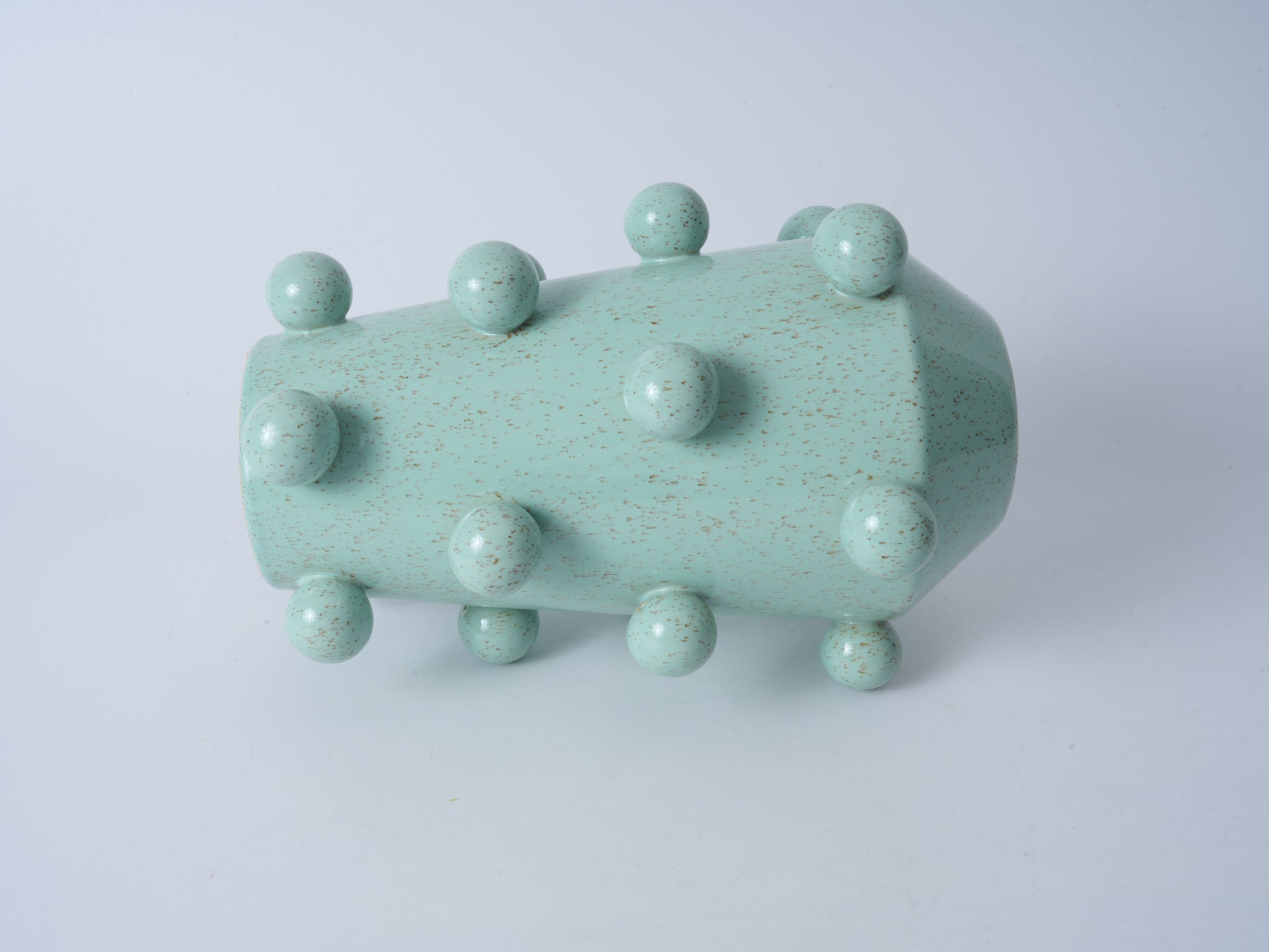 Green Bubble Ceramic Flat-Mouth Vase