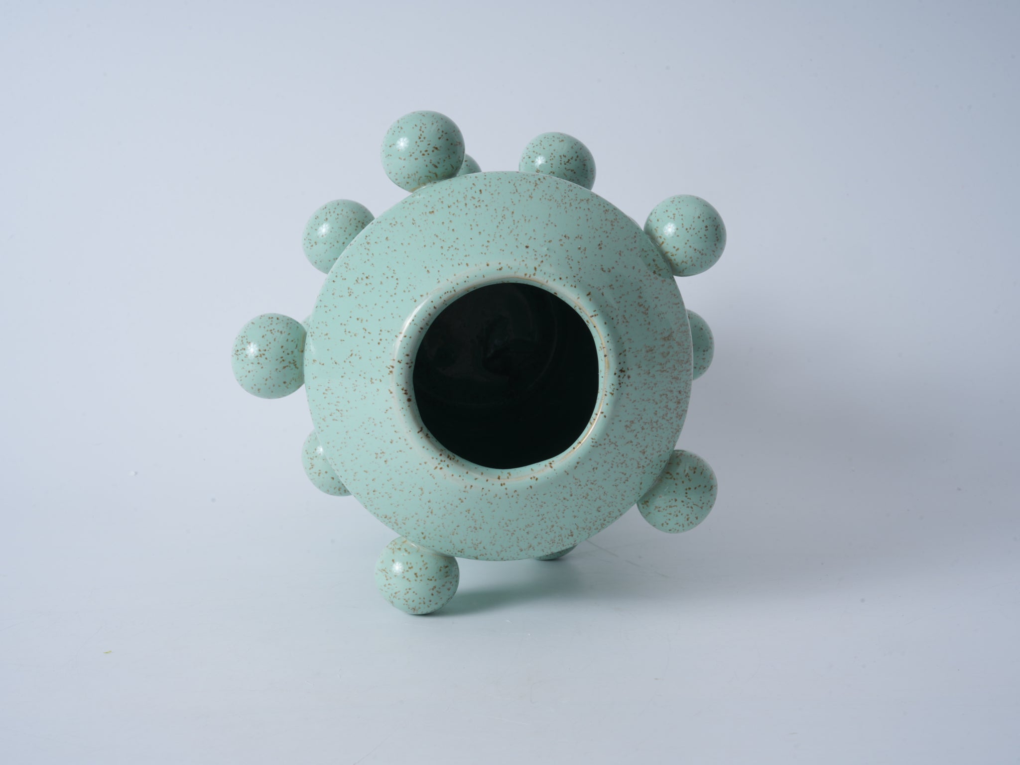 Green Bubble Ceramic Flat-Mouth Vase