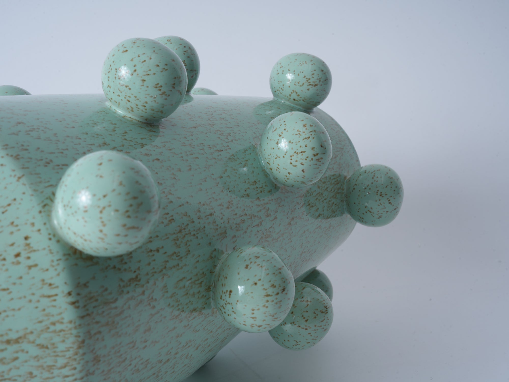 Green Bubble Ceramic Flat-Mouth Vase