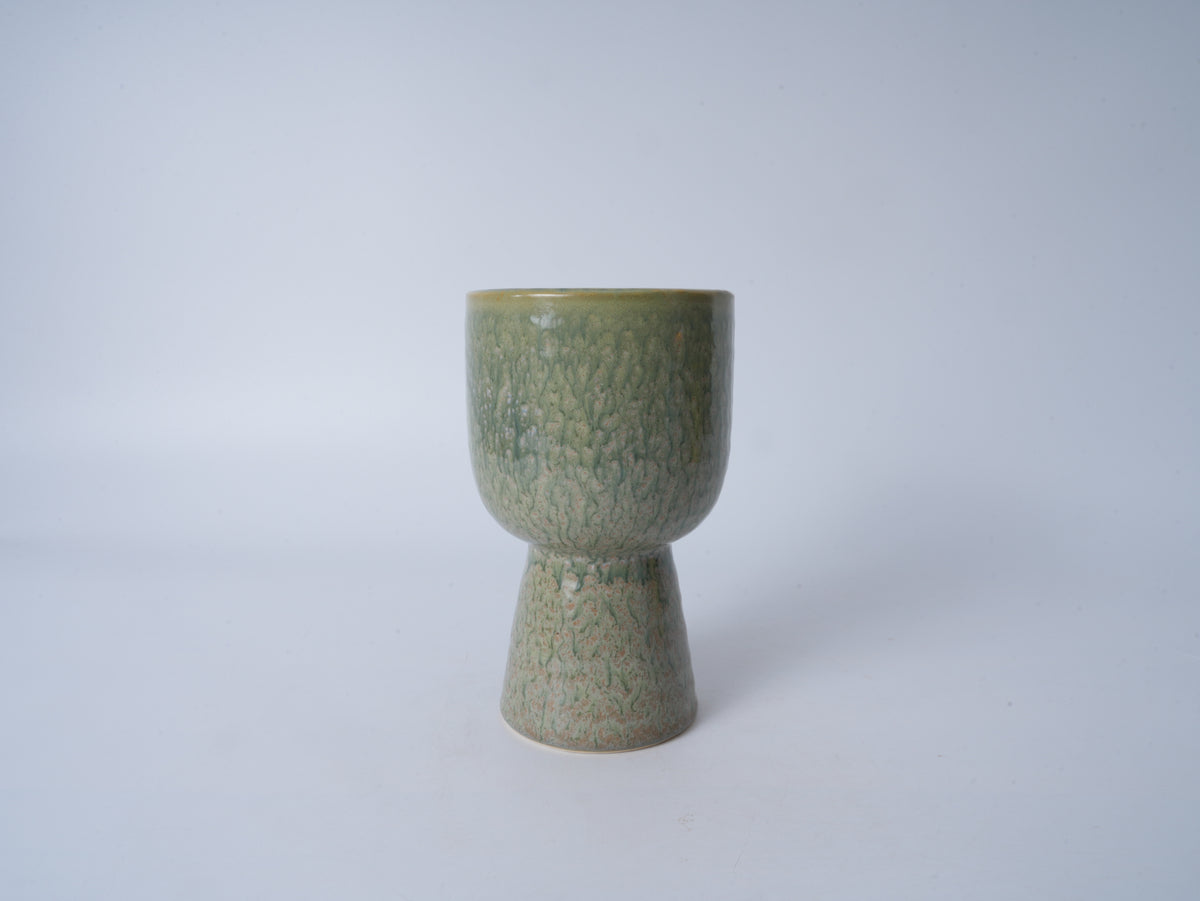 Aqua Tall Pedestal Ceramic Planter – Small