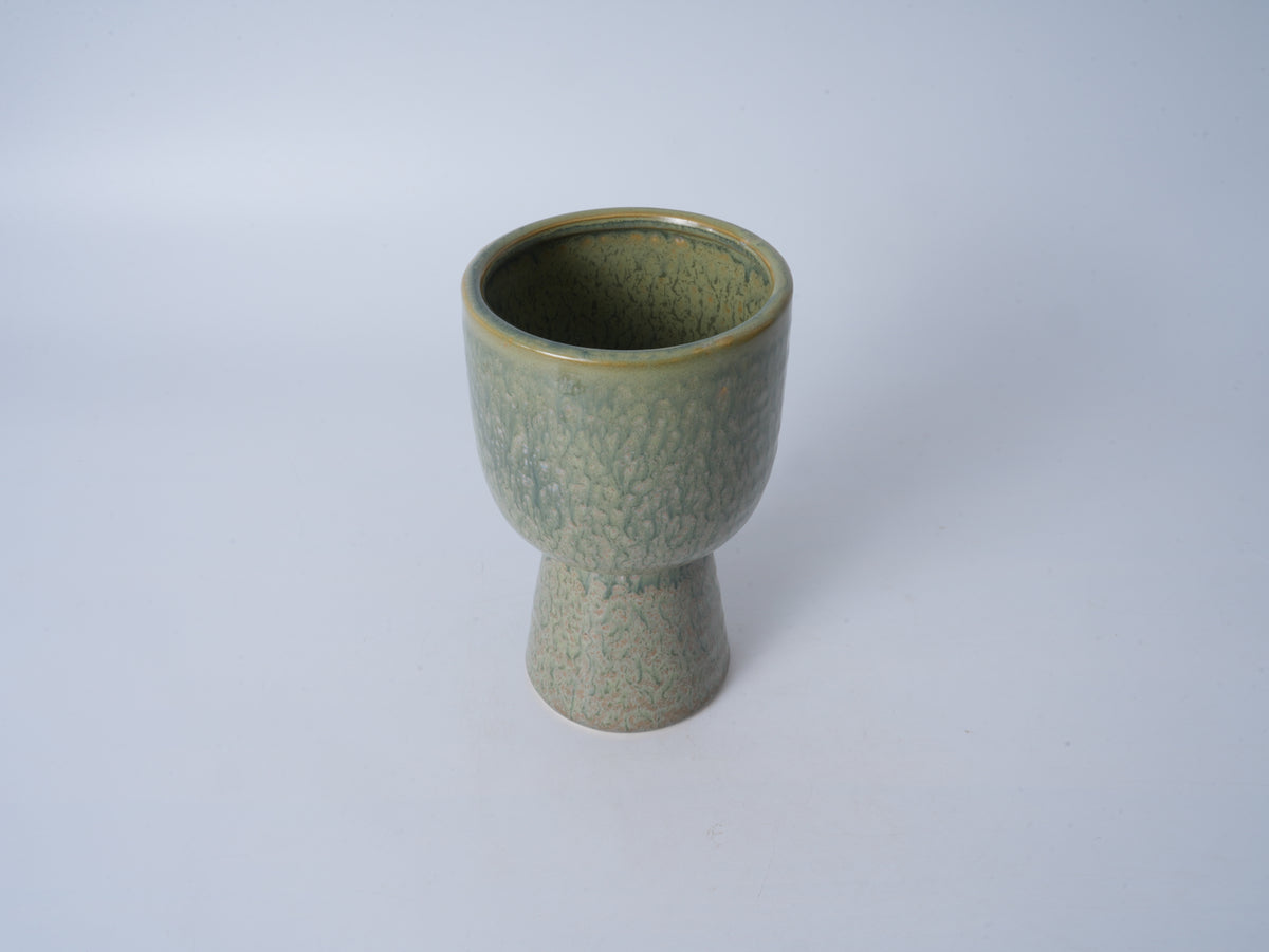 Aqua Tall Pedestal Ceramic Planter – Small