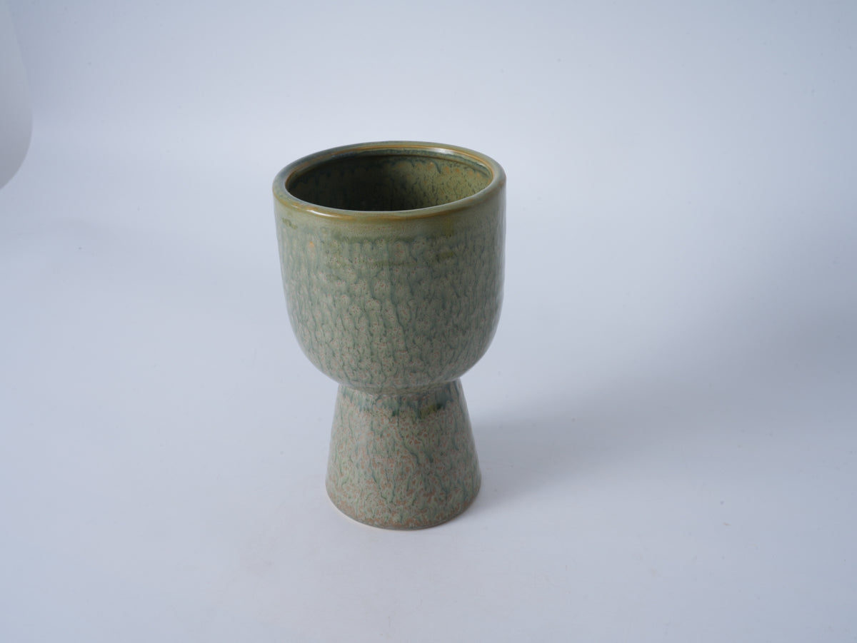 Aqua Tall Pedestal Ceramic Planter – Small