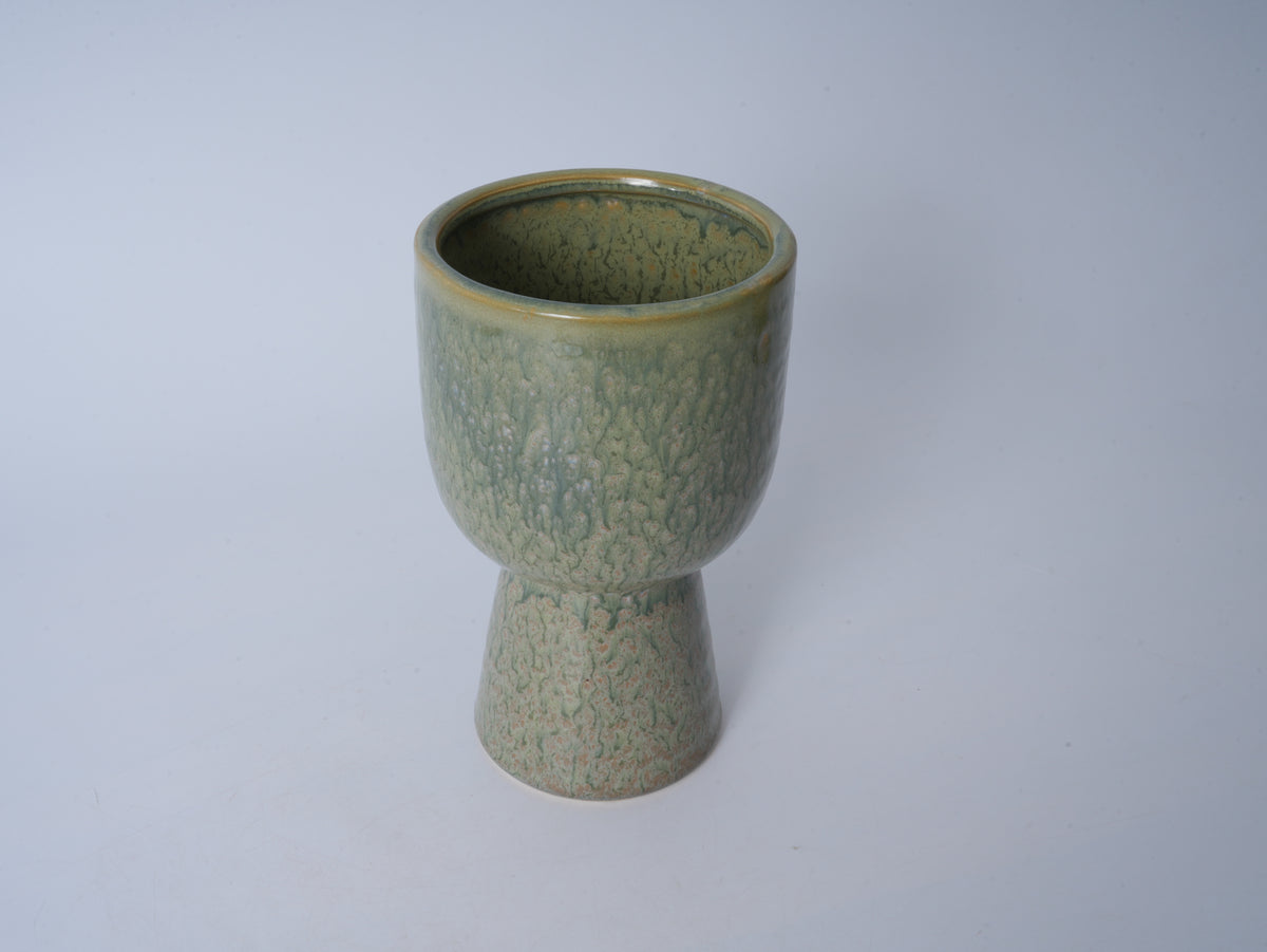 Aqua Tall Pedestal Ceramic Planter – Small