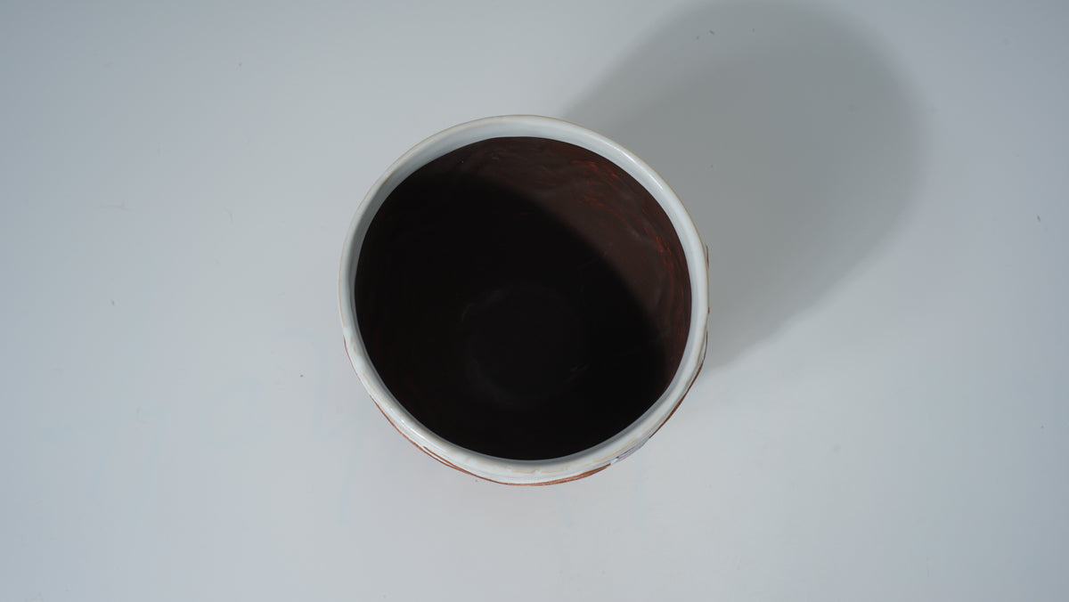 Ceramic White Base Red Mountain Pattern Planter