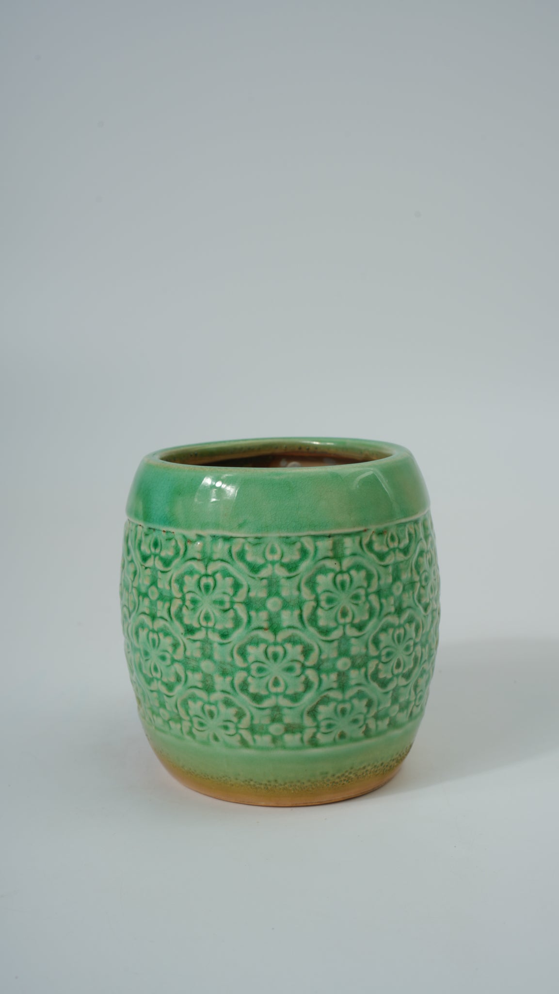 Ceramic Drum-Shaped Planter