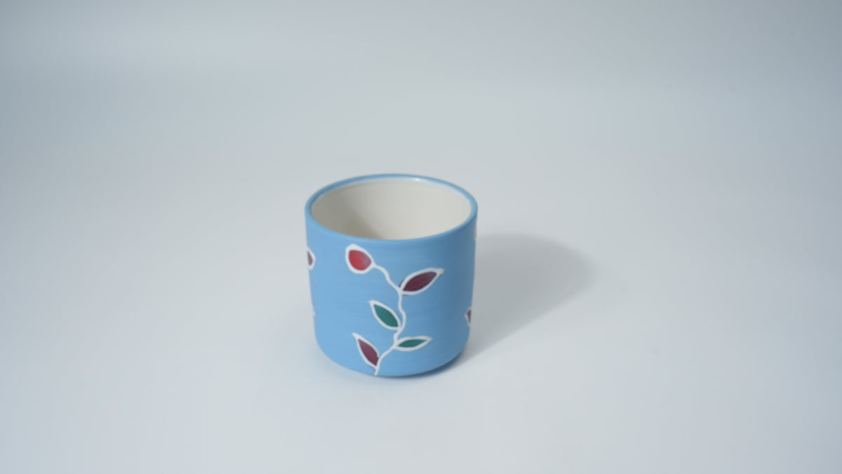 Ceramic Purple Base Botanical Pattern Planter – Small