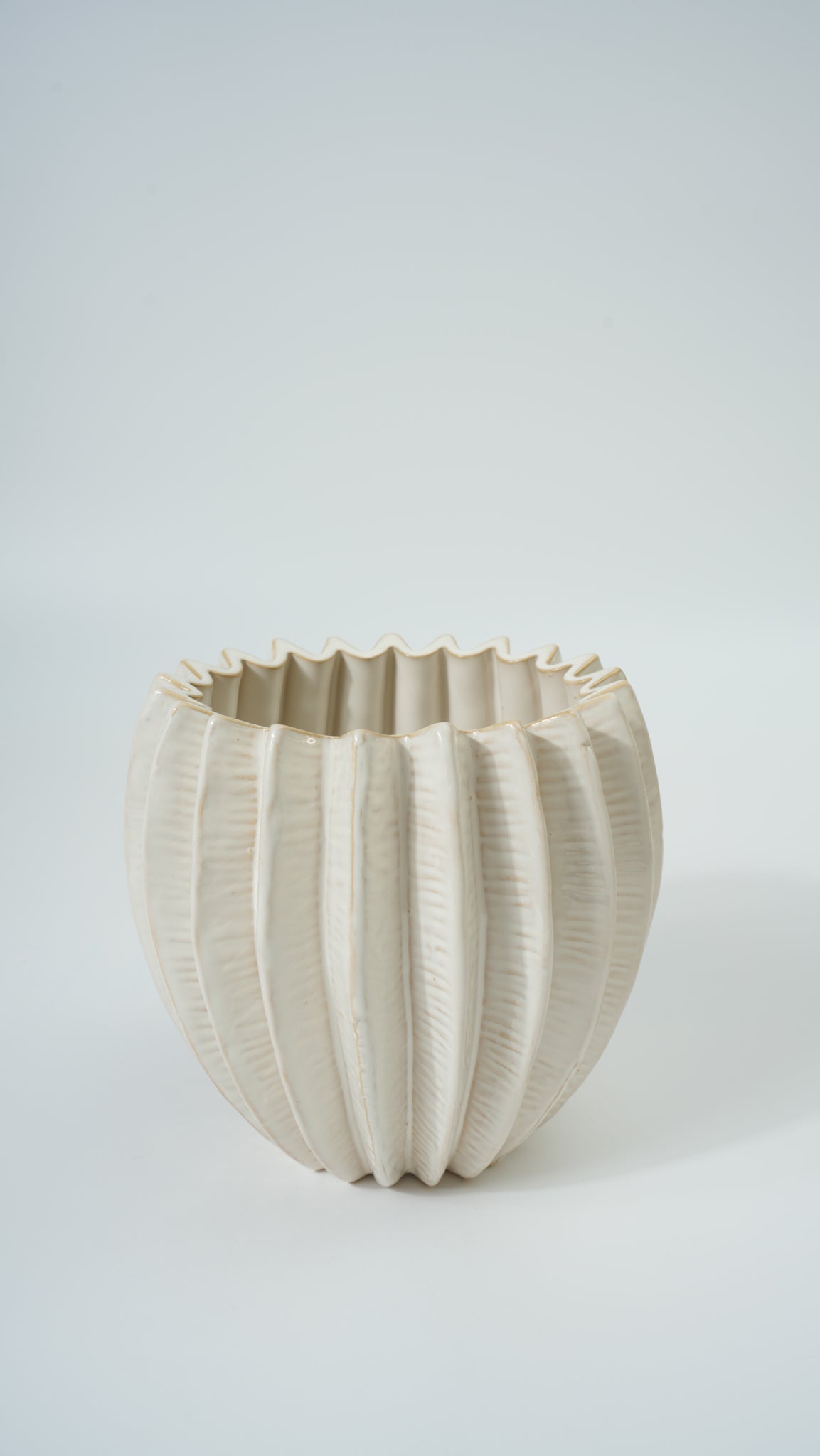Ceramic Wavy Flower-Rim Planter