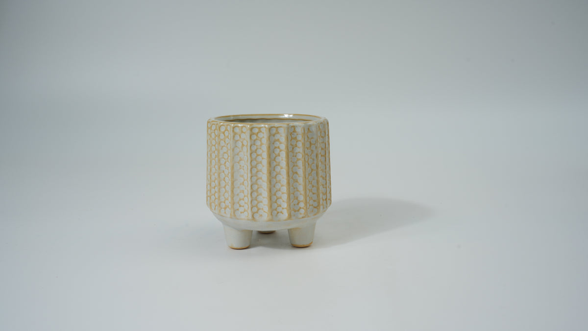 Ceramic Vertical Stripe Polka Dot Planter – Small