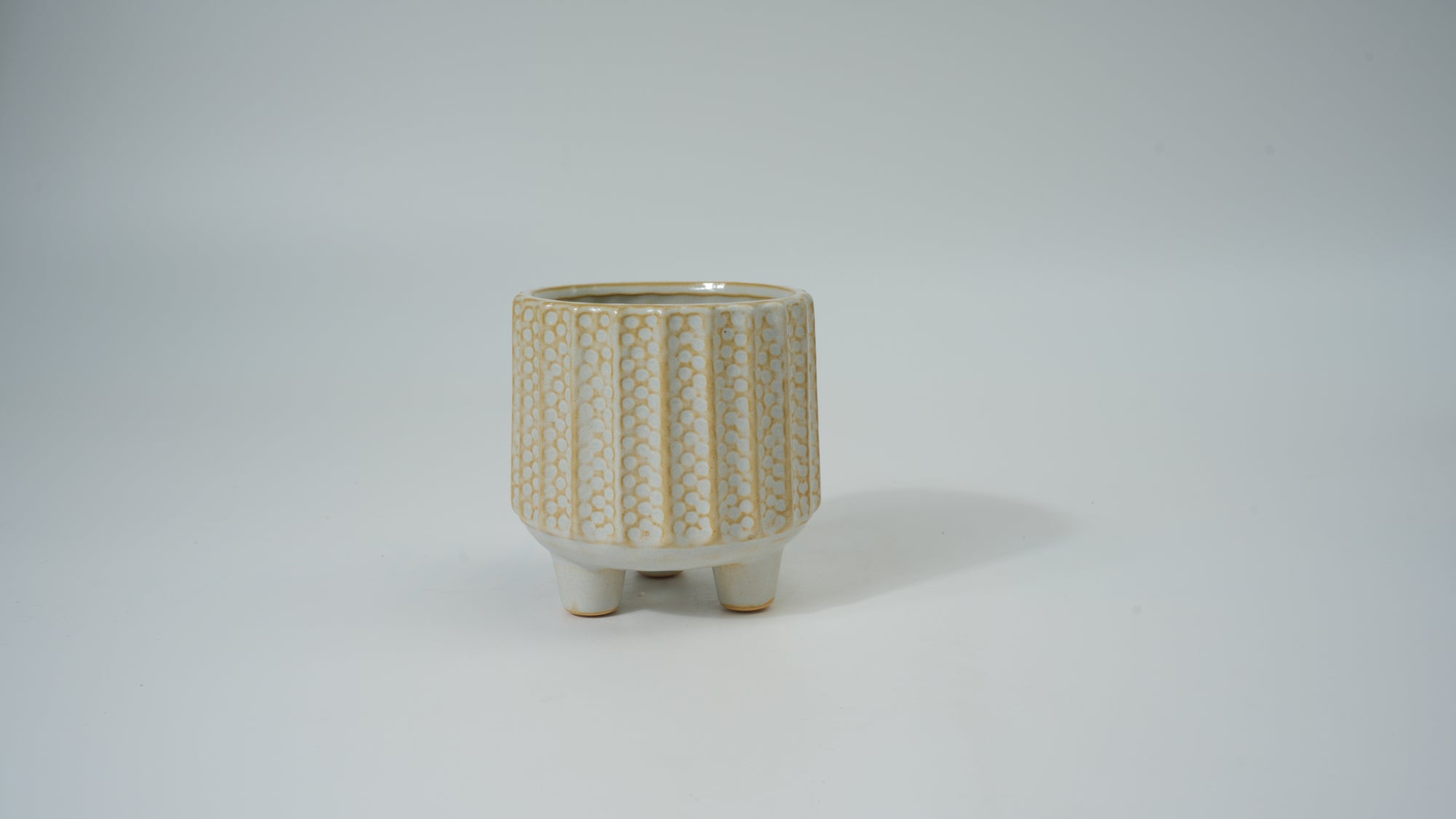 Ceramic Vertical Stripe Polka Dot Planter – Small