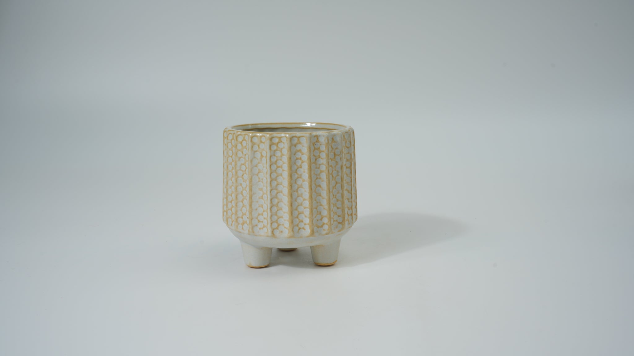 Ceramic Vertical Stripe Polka Dot Planter – Small