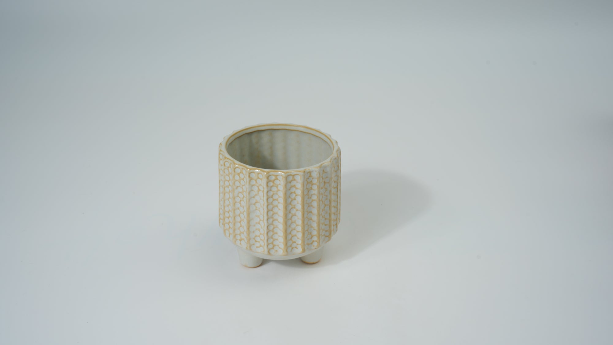 Ceramic Vertical Stripe Polka Dot Planter – Small