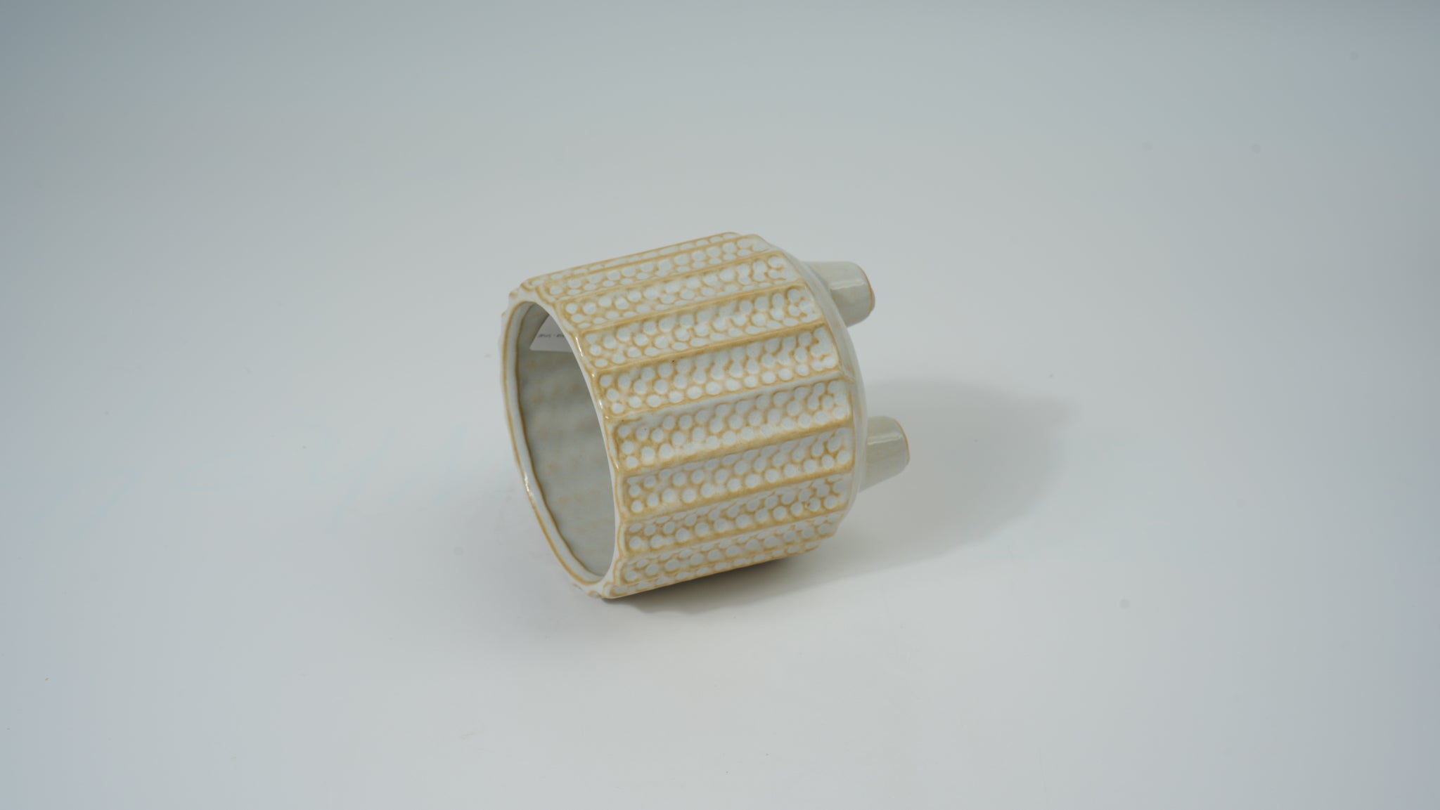 Ceramic Vertical Stripe Polka Dot Planter – Small