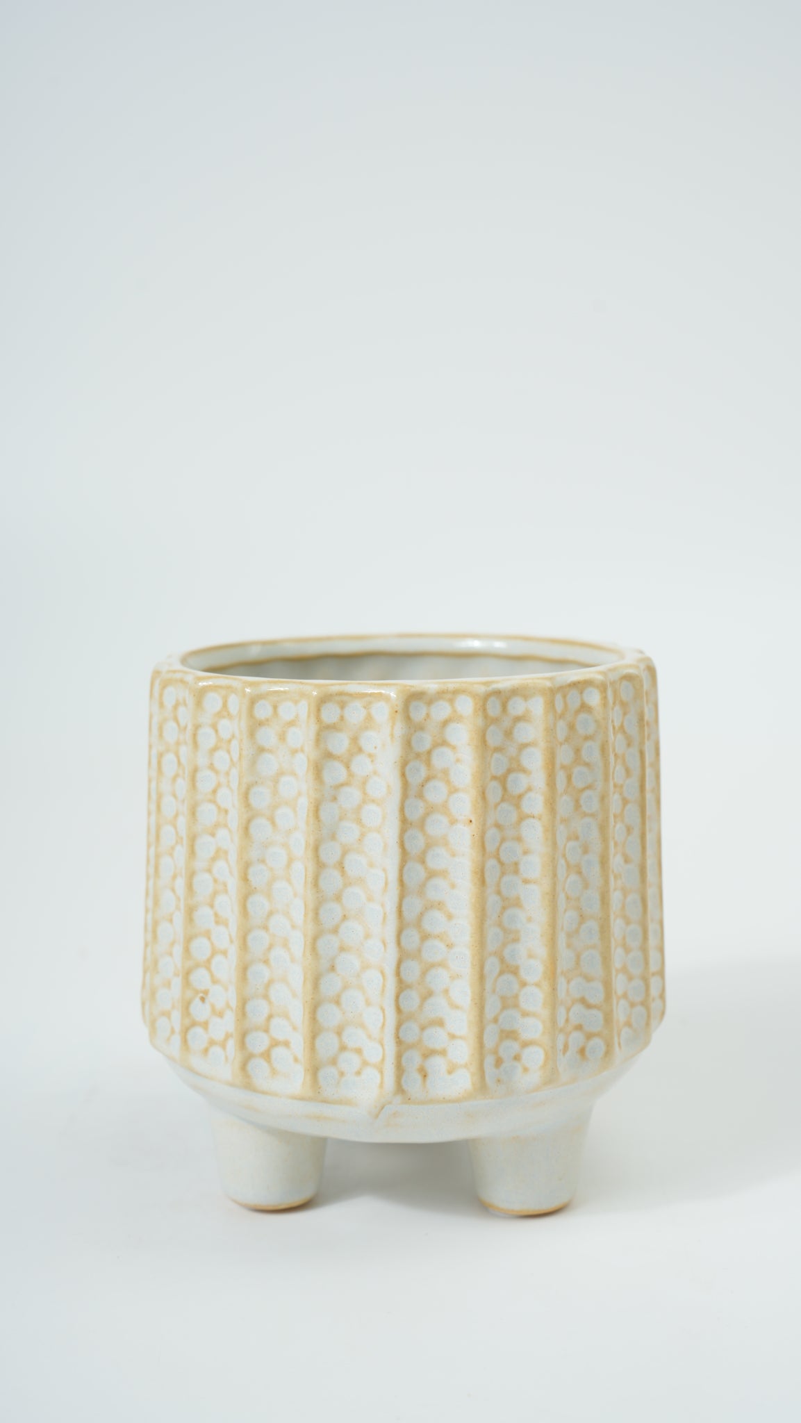 Ceramic Vertical Stripe Polka Dot Planter – Small