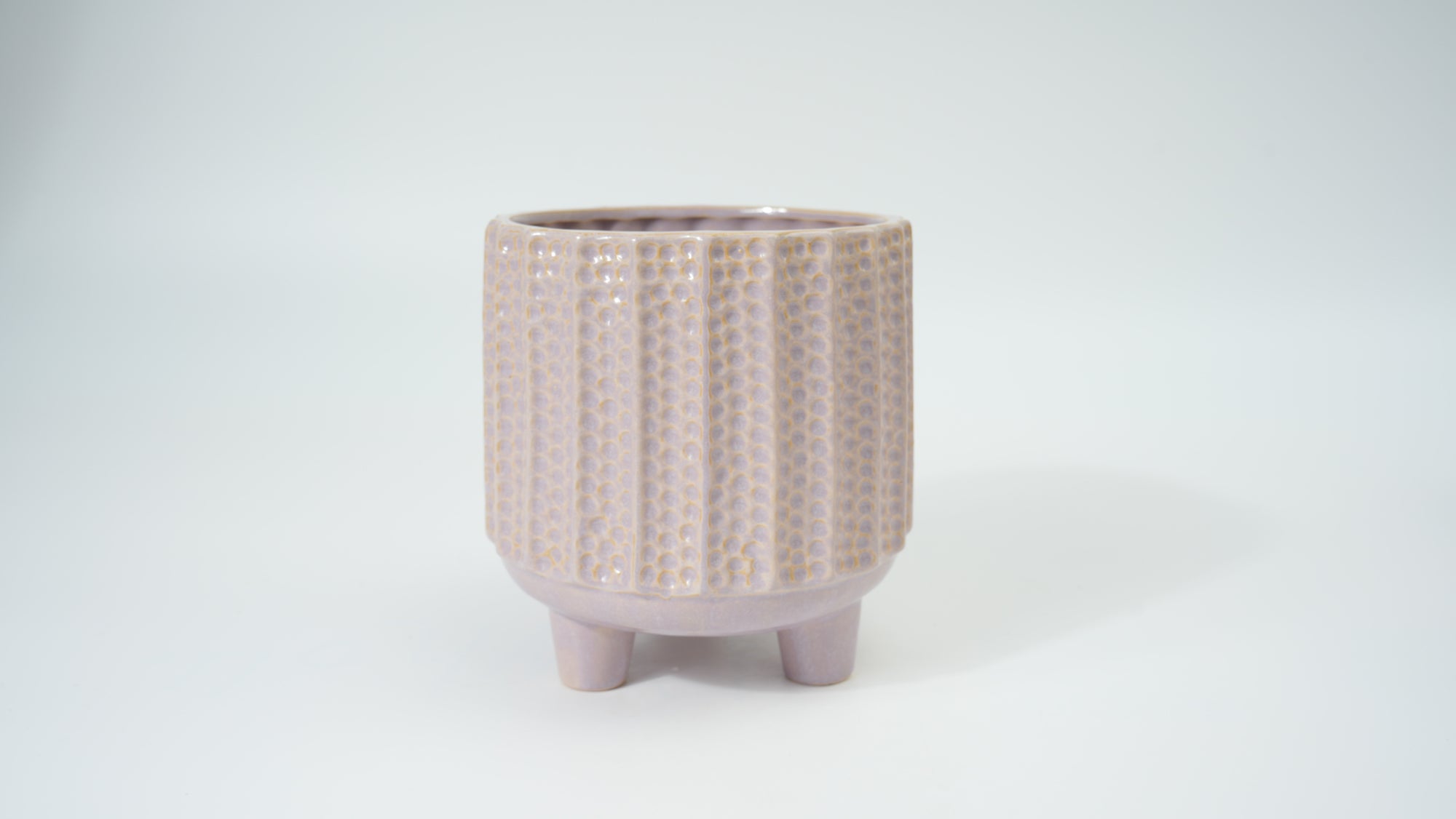 Ceramic Vertical Stripe Polka Dot Planter – Large
