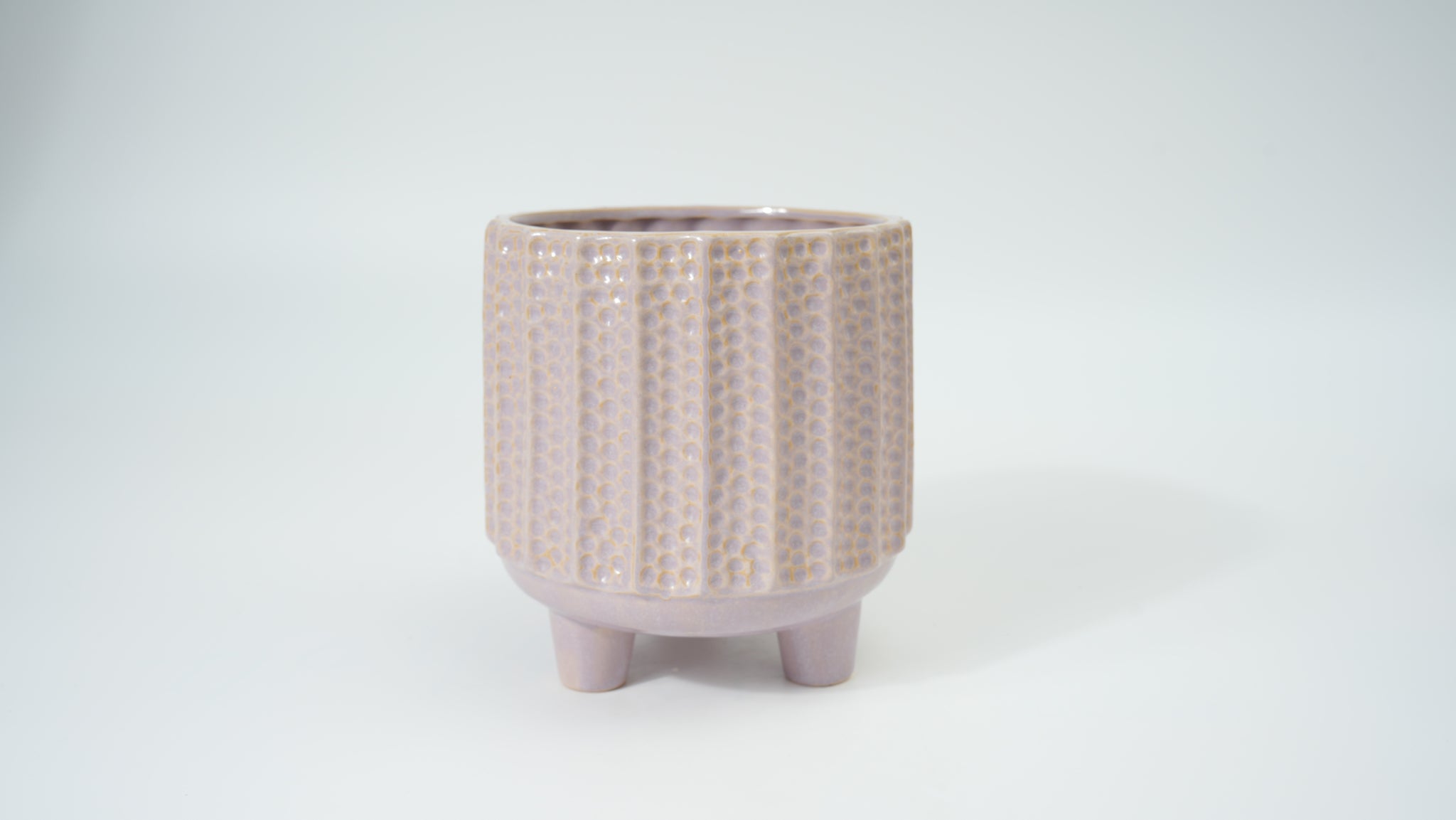 Ceramic Vertical Stripe Polka Dot Planter – Large