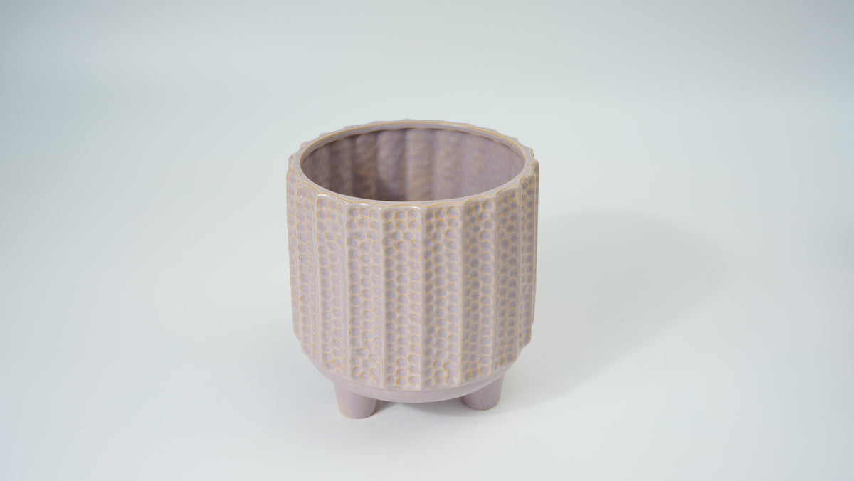 Ceramic Vertical Stripe Polka Dot Planter – Large