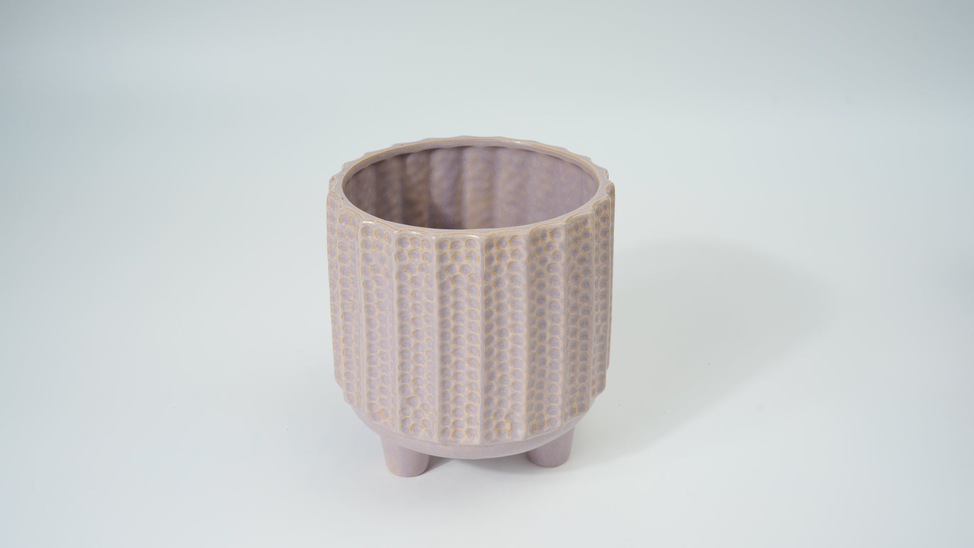 Ceramic Vertical Stripe Polka Dot Planter – Large
