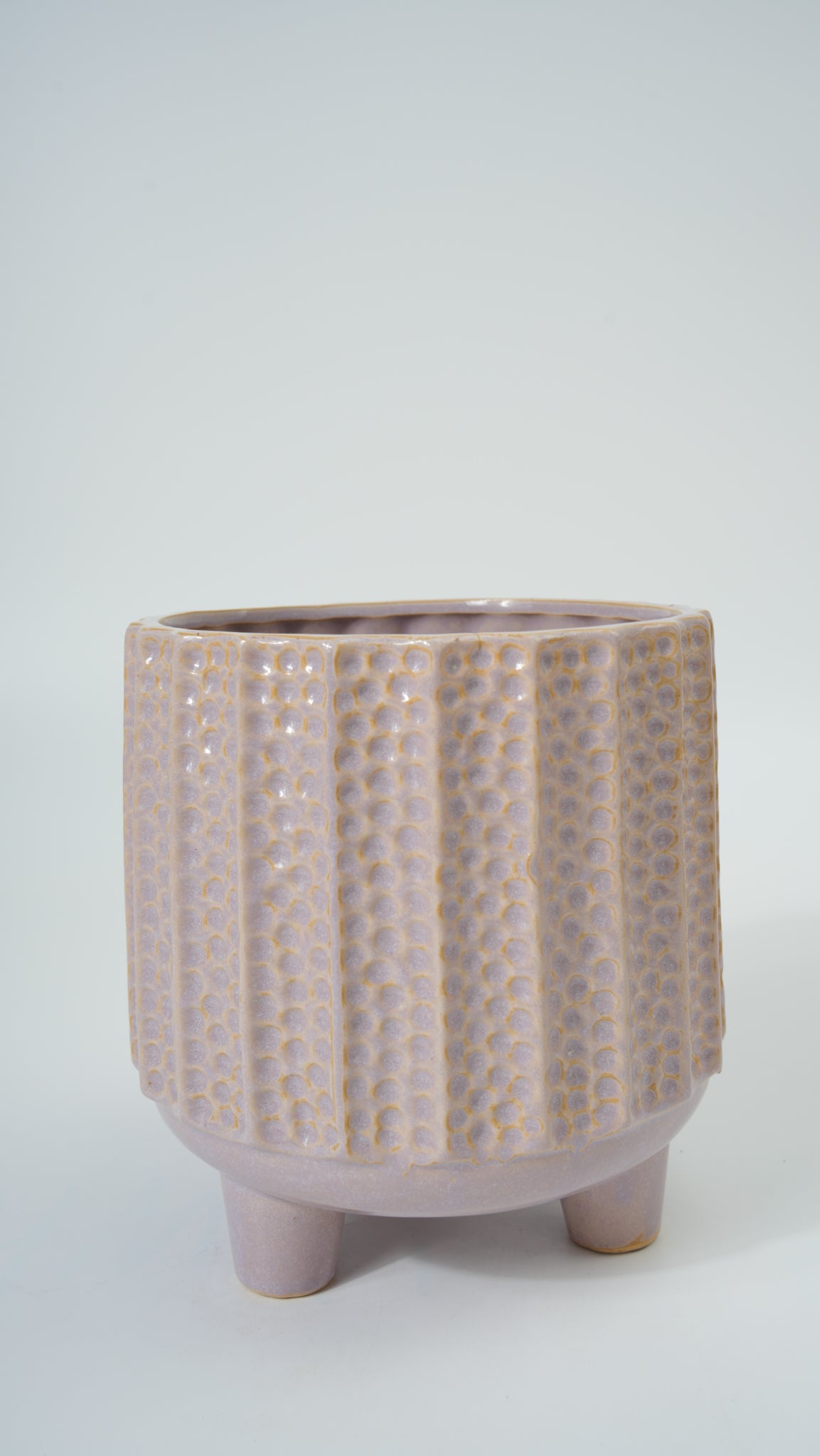 Ceramic Vertical Stripe Polka Dot Planter – Large