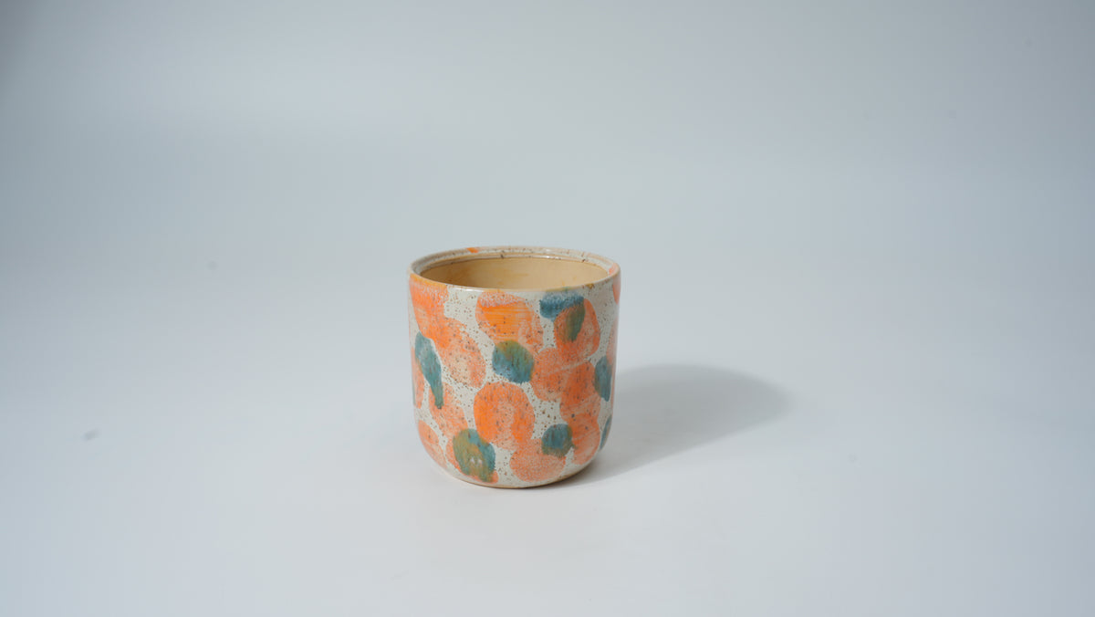 Ceramic Orange & Teal Color-Block Planter