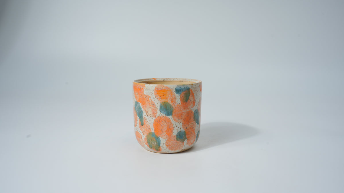 Ceramic Orange & Teal Color-Block Planter