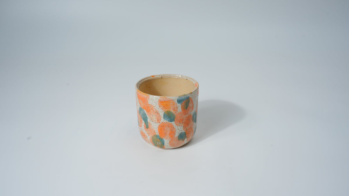 Ceramic Orange & Teal Color-Block Planter