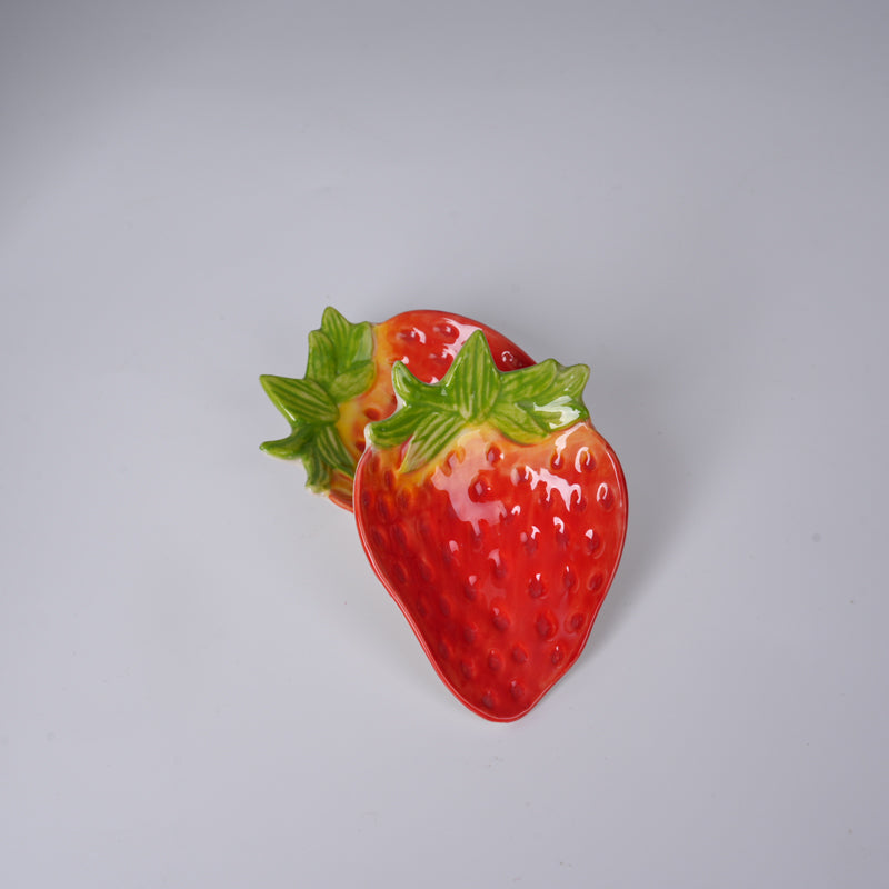 Hand-Painted Underglaze Ceramic Strawberry Mini Dish