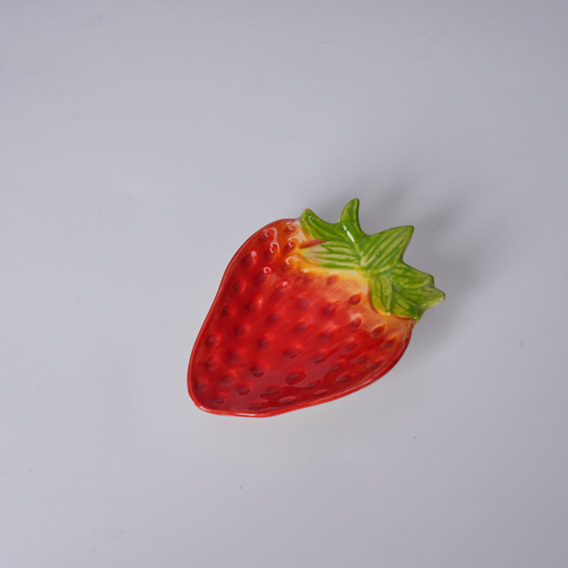 Hand-Painted Underglaze Ceramic Strawberry Mini Dish