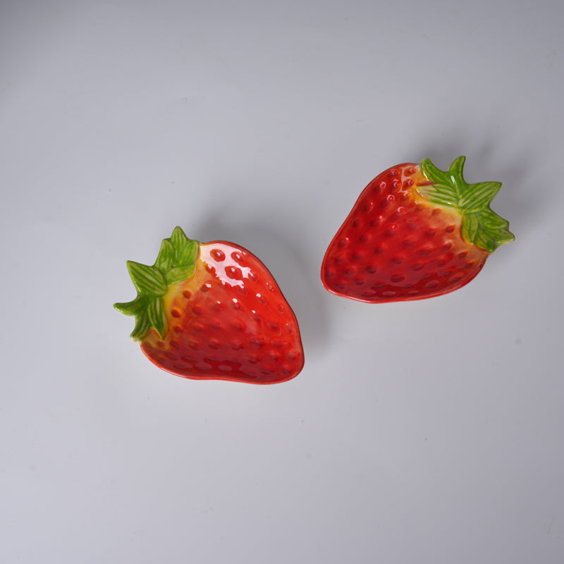 Hand-Painted Underglaze Ceramic Strawberry Mini Dish