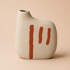 Ceramic Vase 1 Flower Beige with Red Picture