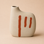 Ceramic Vase 1 Flower Beige with Red Picture