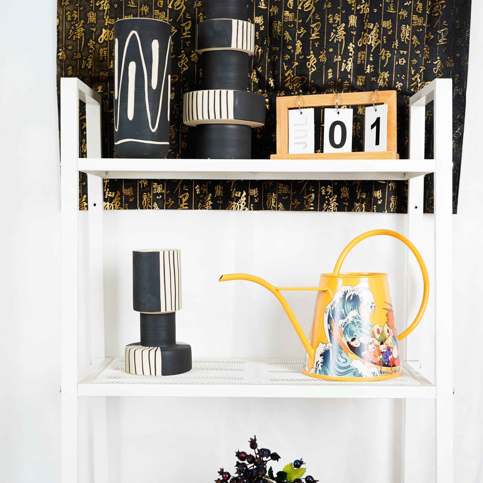 Ceramic pot black african ornament