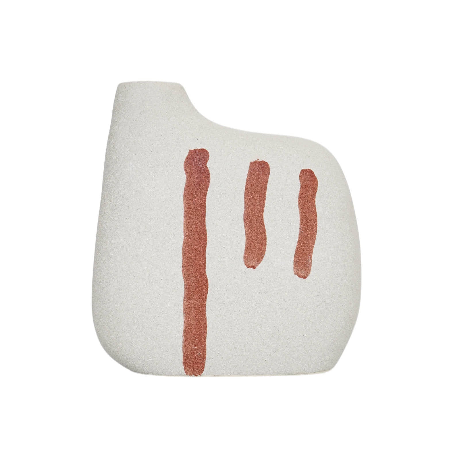 Ceramic Vase 1 Flower Beige with Red Picture