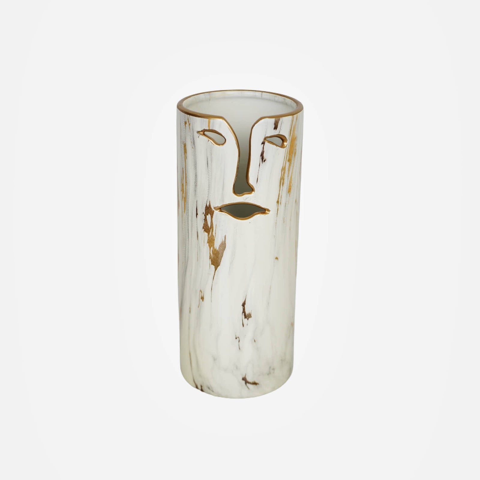 Ceramic Vase face blue white 9×9×22- CHS