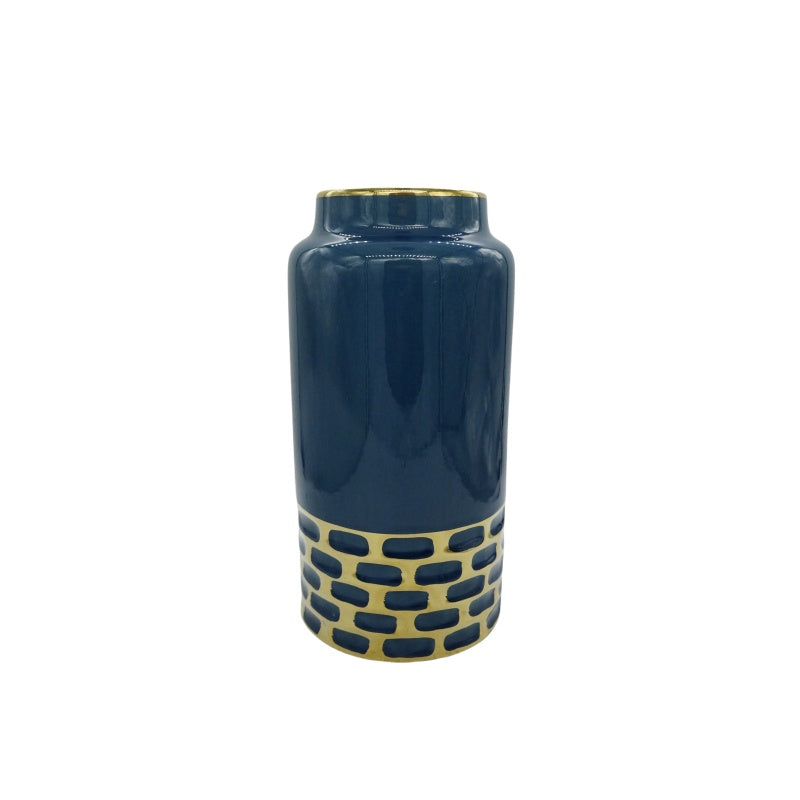 Ceramic vase blue/gold tall