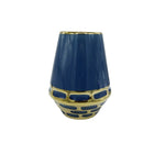 Ceramic vase blue/gold short