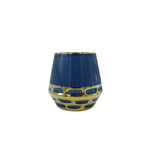 Ceramic vase blue/gold short XS
