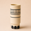 Ceramic vase white  black african ornament S - CHS