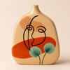 Ceramic pot faces 1 flower L