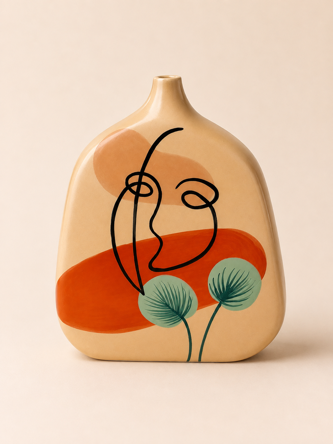 Ceramic pot faces 1 flower L