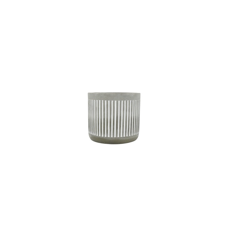 Ceramic Pot Round Grey with White Strip