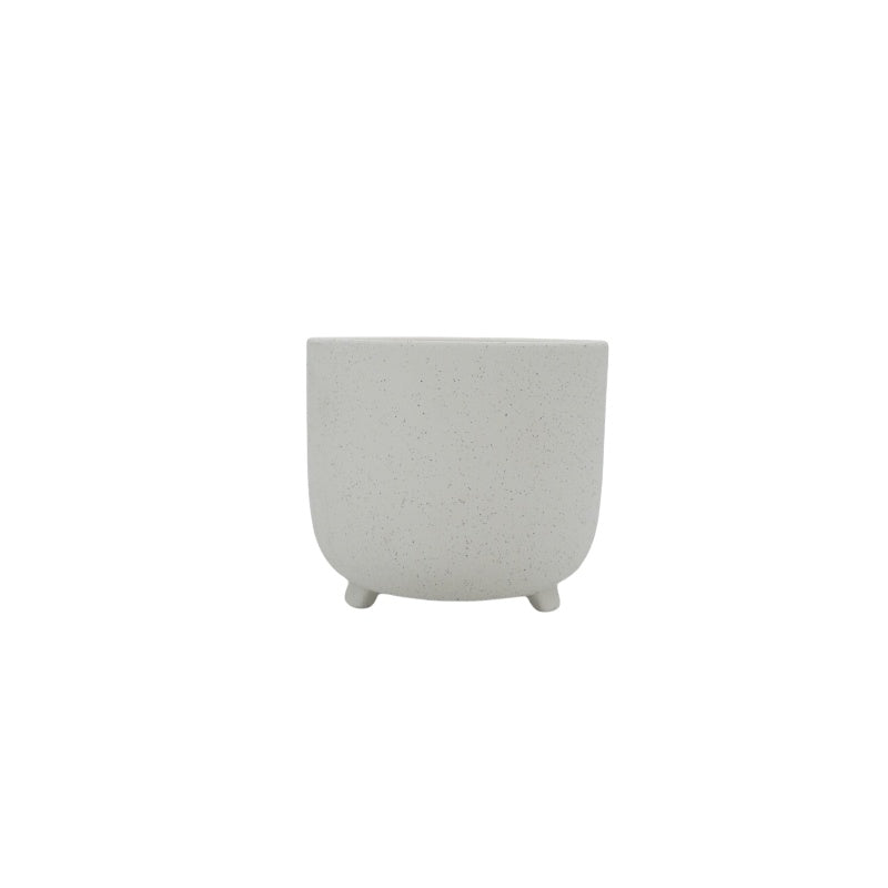 Ceramic Pot White with Textured Surface
