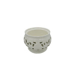 Ceramic Pot White with Cut-out Flowers