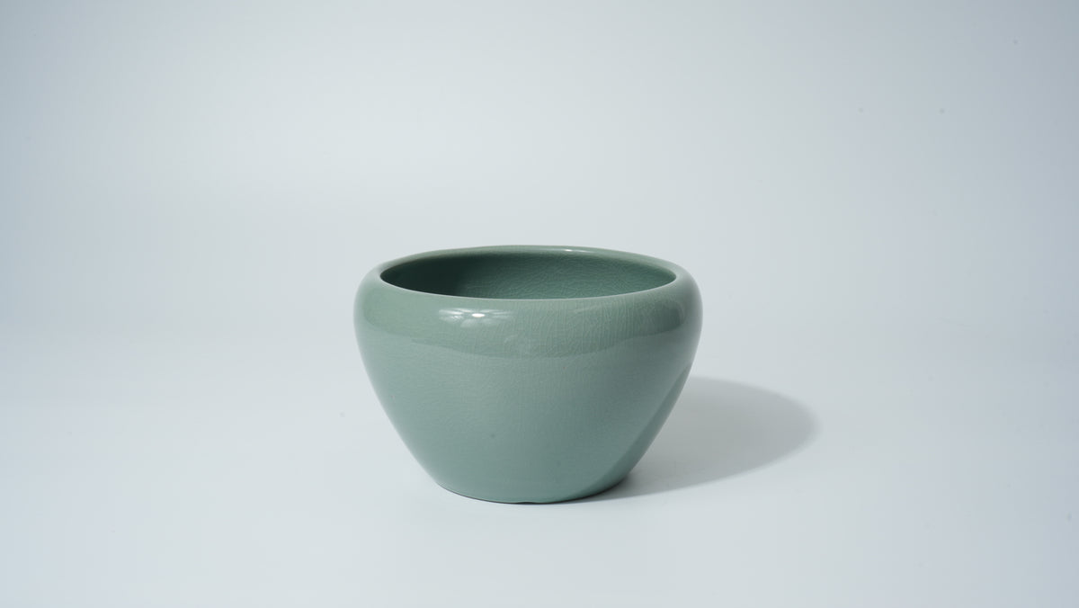 HS Fruit Pot - Ge Kiln Blue with Crackle Glaze