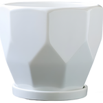 White Ceramic Geometric Planter