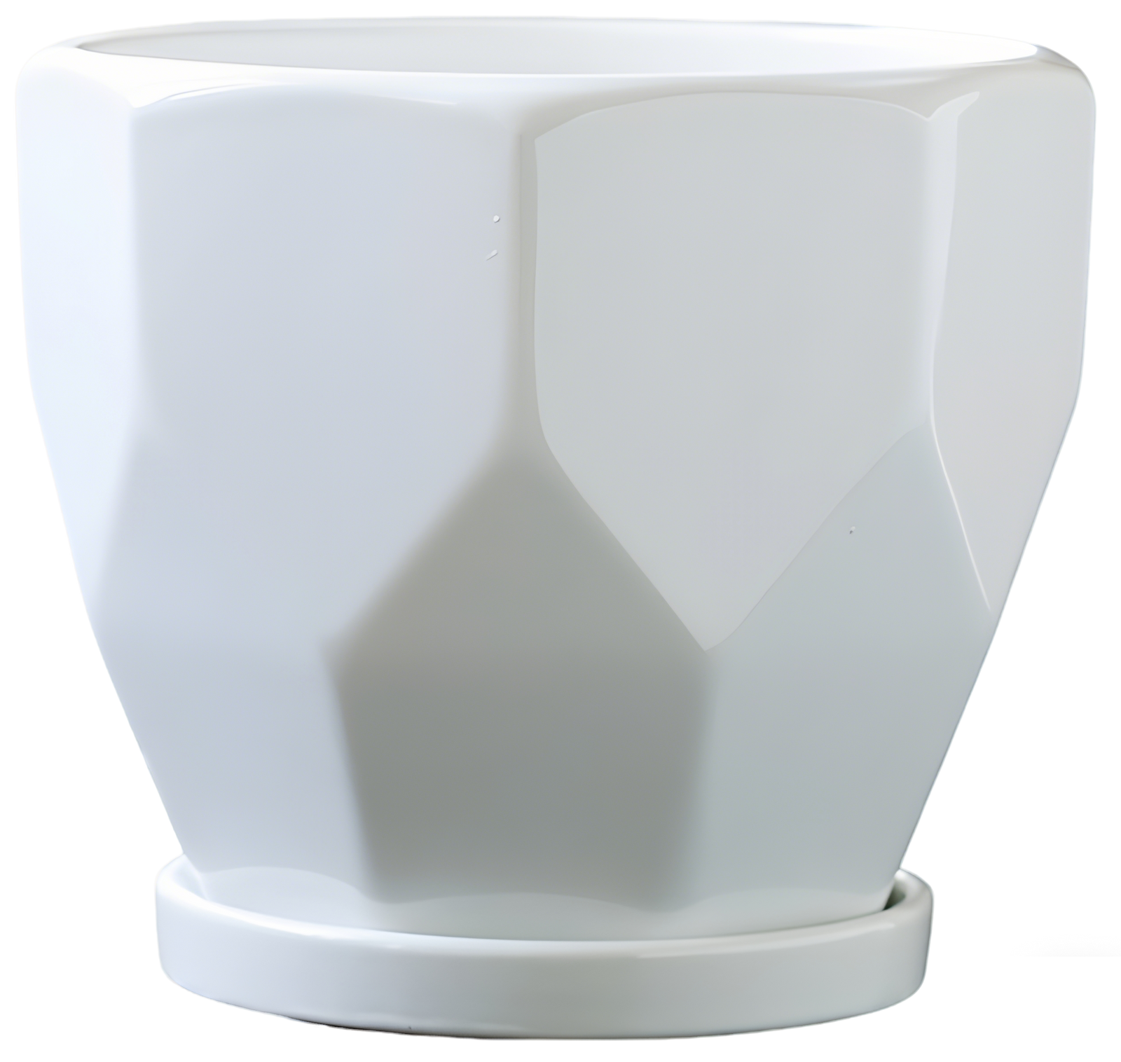 White Ceramic Geometric Planter