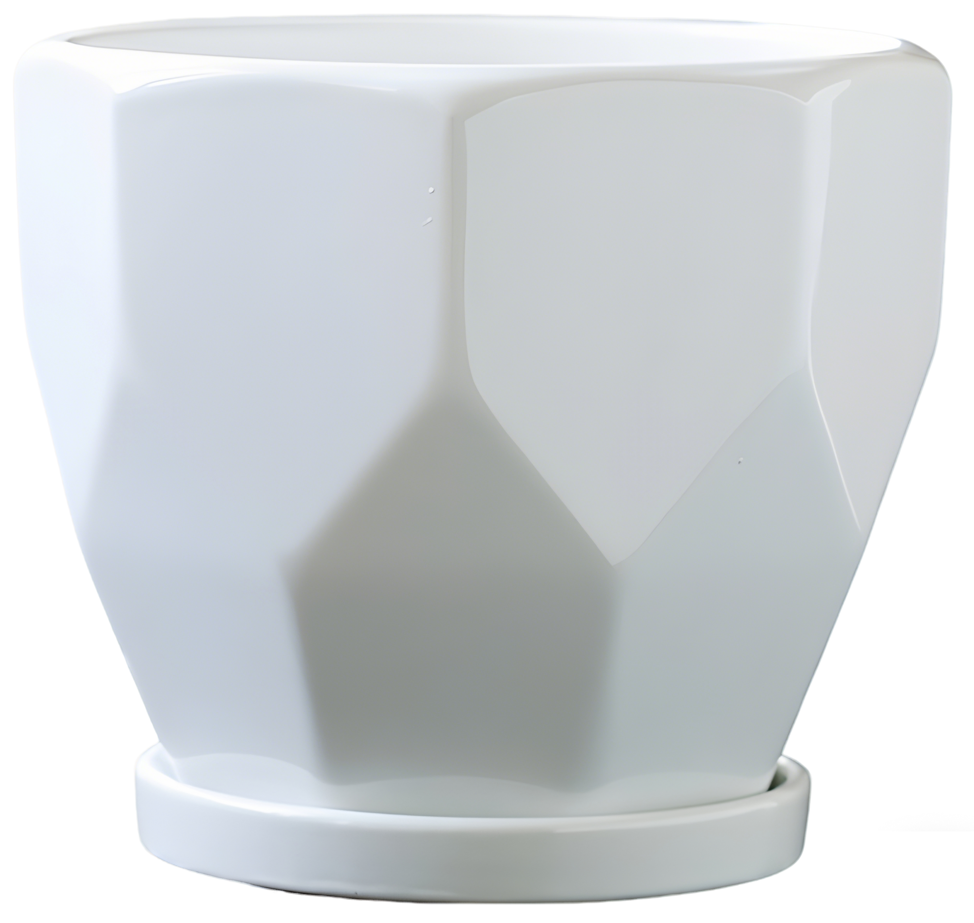 White Ceramic Geometric Planter