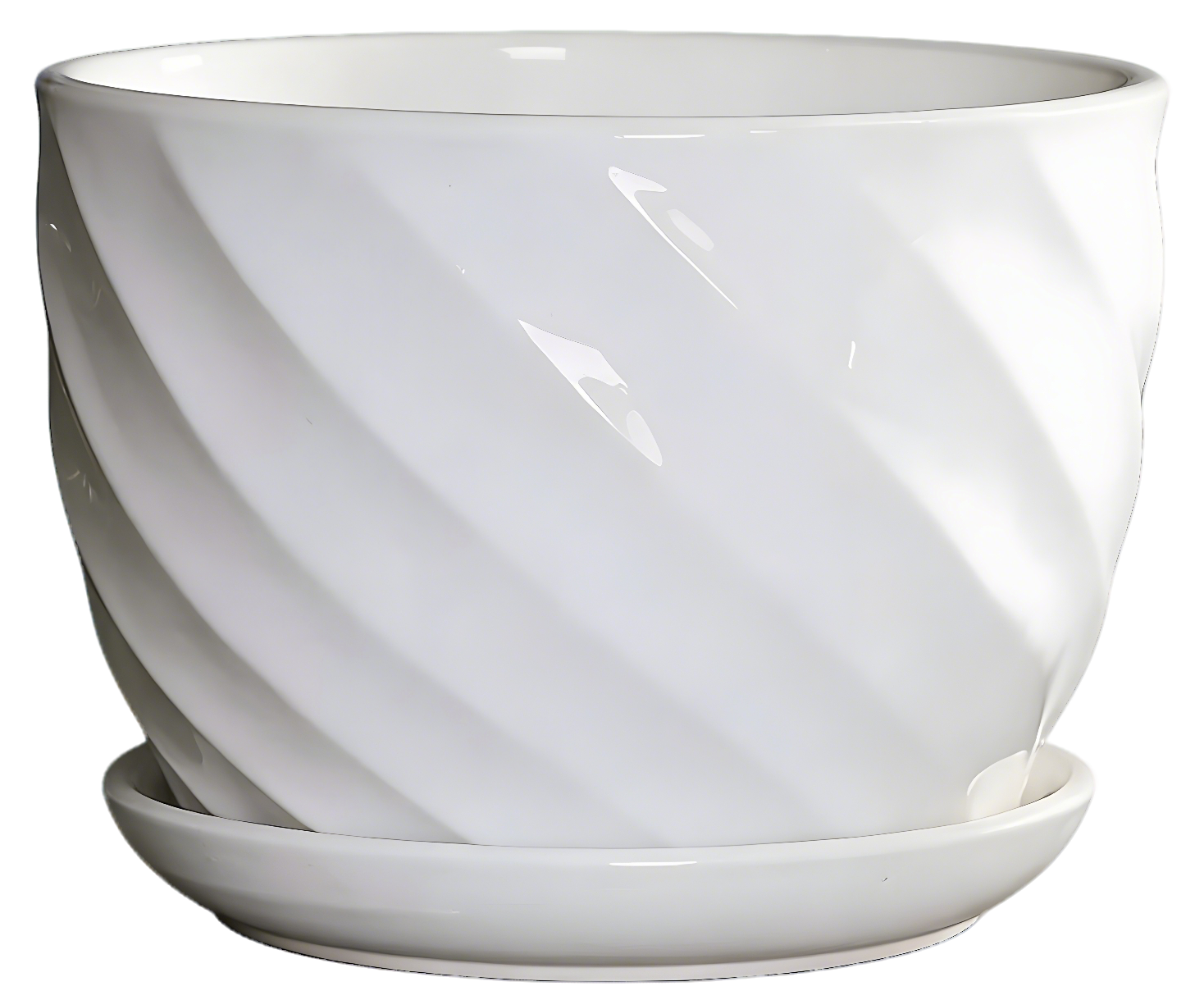 White Spiral Cylinder Planter – Pure White