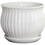 Ceramic Vertical Ribbed Round Belly Planter
