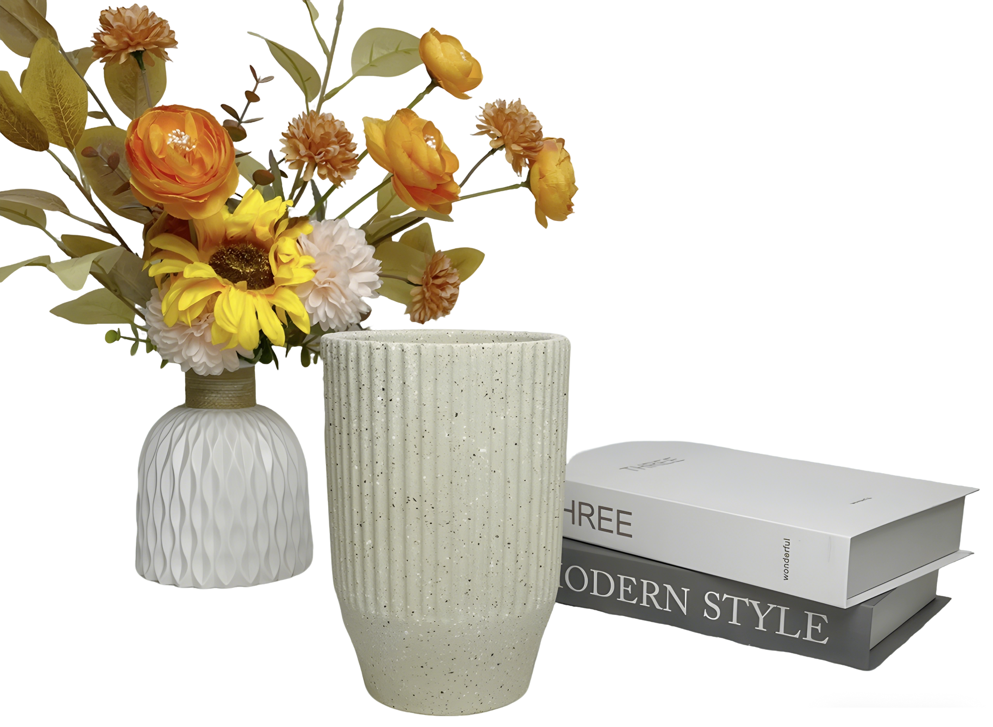 Cement Planter – Beige (Drainage Hole)