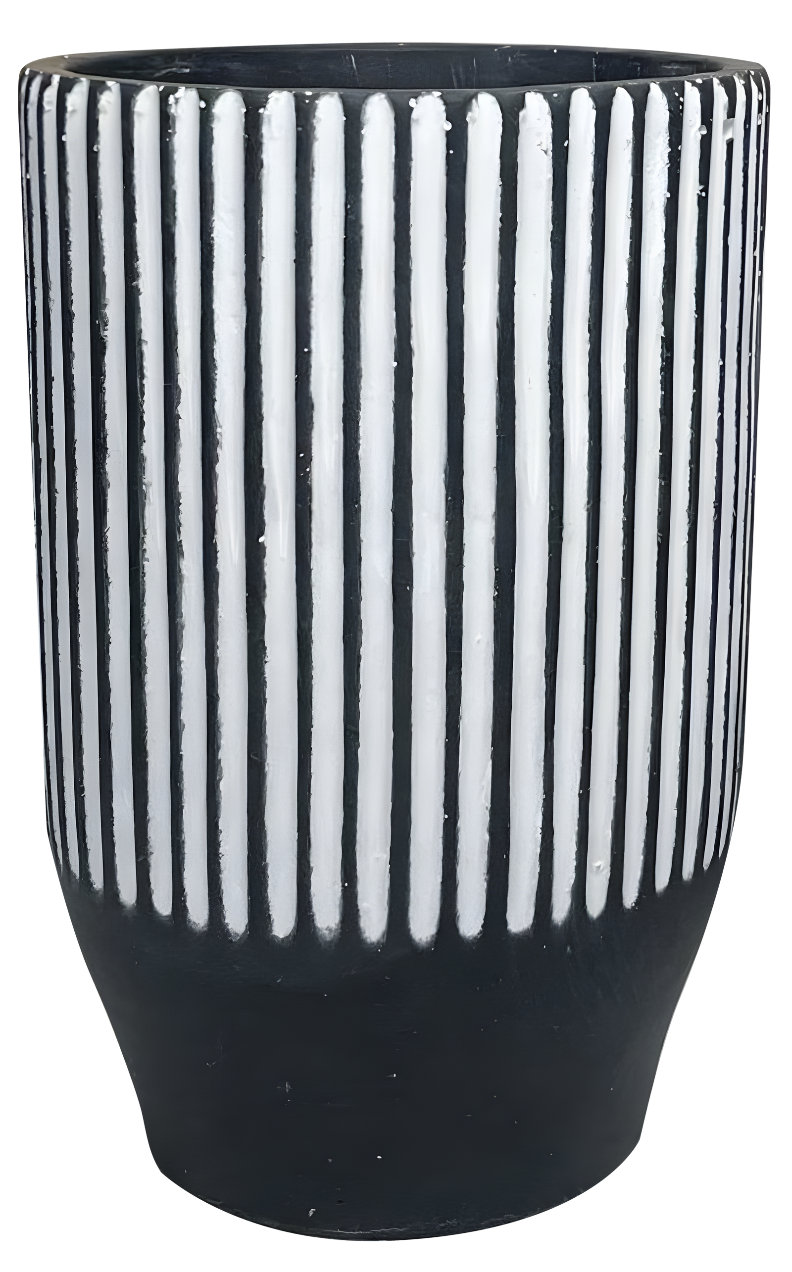 Cement Planter – Black & White Pattern (Drainage Hole)